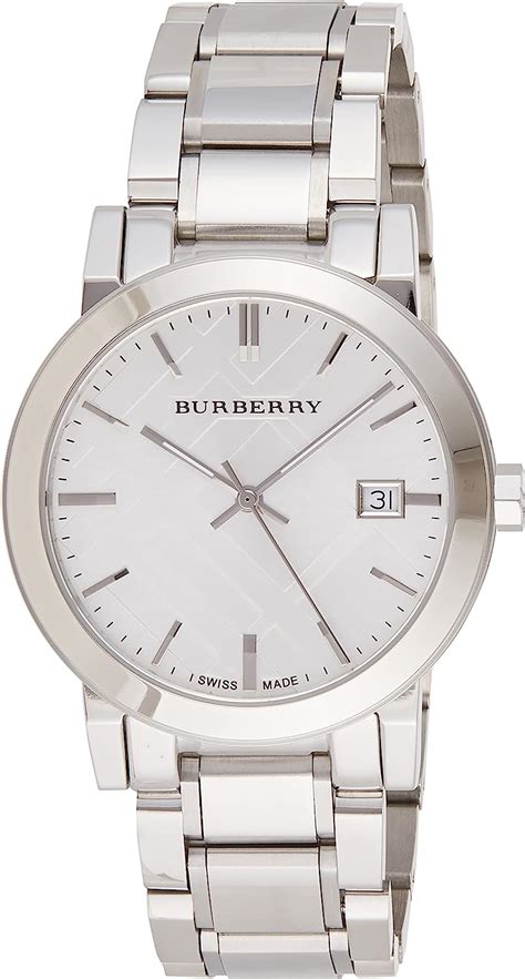 burberry large check stainless steel men's watch bu9000